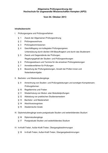 Vom 04. Oktober 2013 - Hochschule Kempten