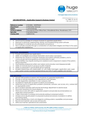 job description for application support