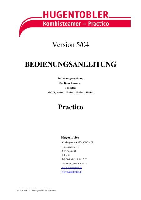 bedienungsanleitung hugentobler schweizer kochsysteme ag