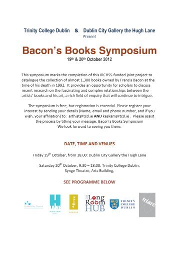 Bacon's Books Running Order (pdf) - The Hugh Lane Gallery