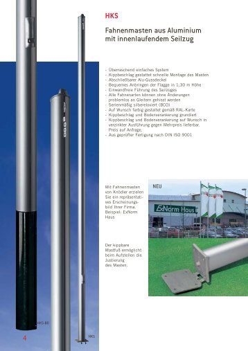 HKS Fahnenmasten aus Aluminium mit innenlaufendem Seilzug