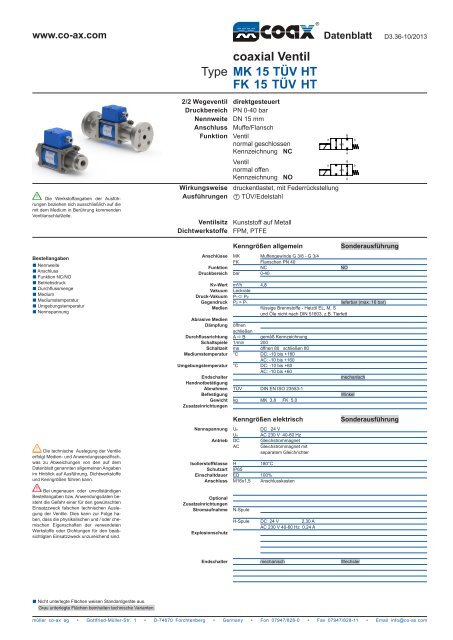 Datenblatt MK 15 TÜV HT - müller co-ax ag