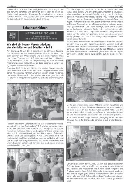 Ausgabe Nr. 31 vom 2. August 2013 - Hirschhorn