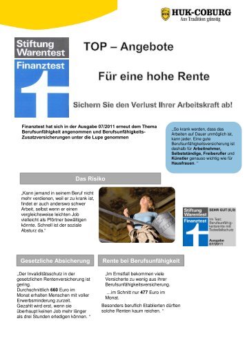 Das Risiko Gesetzliche Absicherung Rente bei BerufsunfÃ¤higkeit