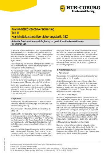 Krankheitskostenteilversicherung Teil III ... - Huk Coburg in Darmstadt