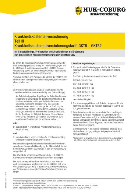 Krankheitskostenteilversicherung Teil III ...