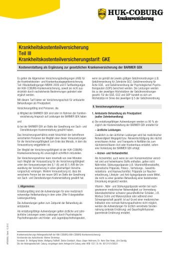 Krankheitskostenteilversicherung Teil III ...