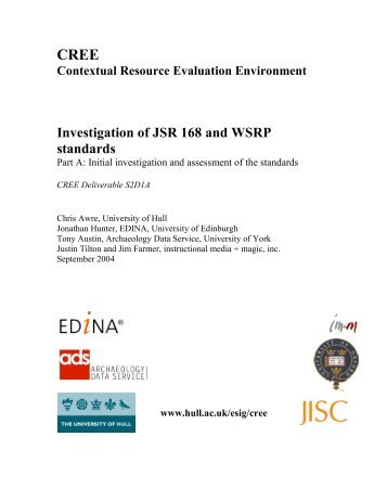 Investigation of JSR 168 and WSRP standards - welcome ...