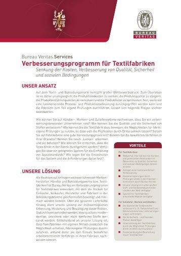 Verbesserungsprogramm für Textilfabriken - Bureau Veritas