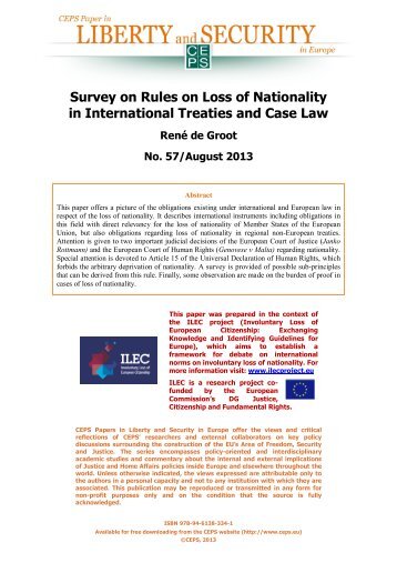 Survey on Rules on Loss of Nationality in International Treaties and ...