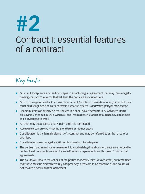 Contract I: essential features of a contract