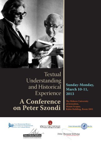 A Conference on Peter Szondi