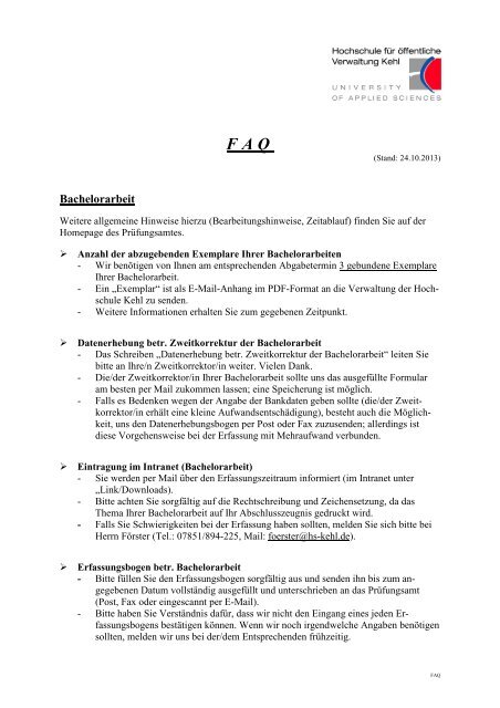 FAQ - Hochschule Kehl