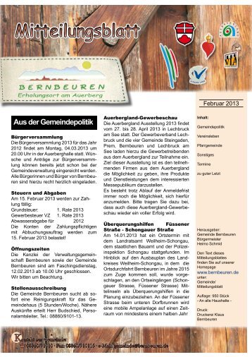 Mitteilungsblatt Februar 2013 - Bernbeuren