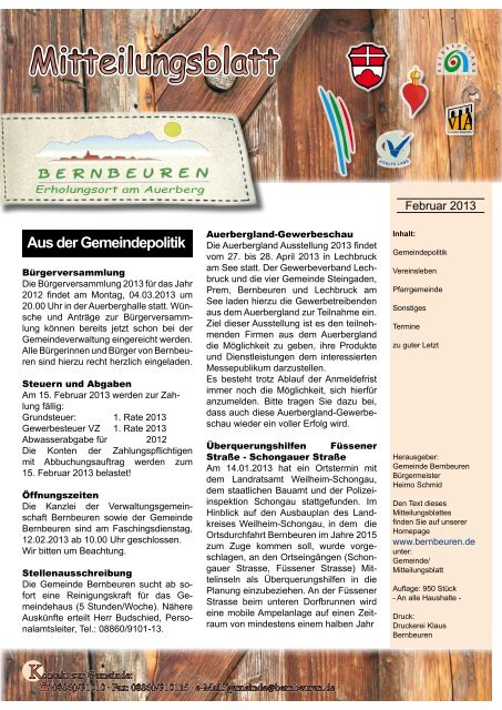 Mitteilungsblatt Februar 2013 - Bernbeuren