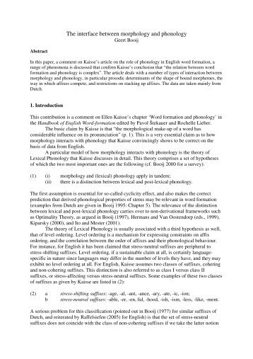 The interface between morphology and phonology