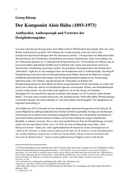 Der Komponist Alois Hába - Institut für soziale Dreigliederung