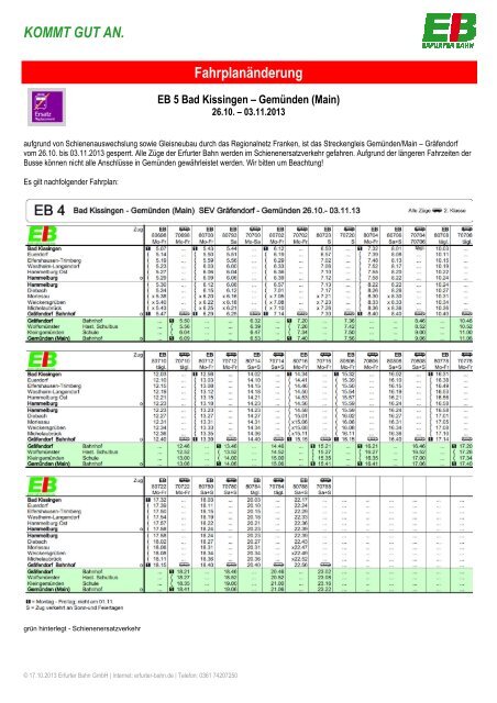 Fahrplan - Erfurter Bahn