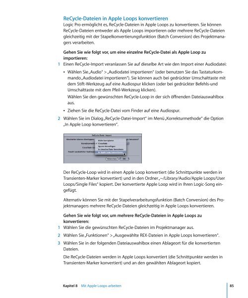 Neue Funktionen in Logic Pro 7.2 - Support - Apple