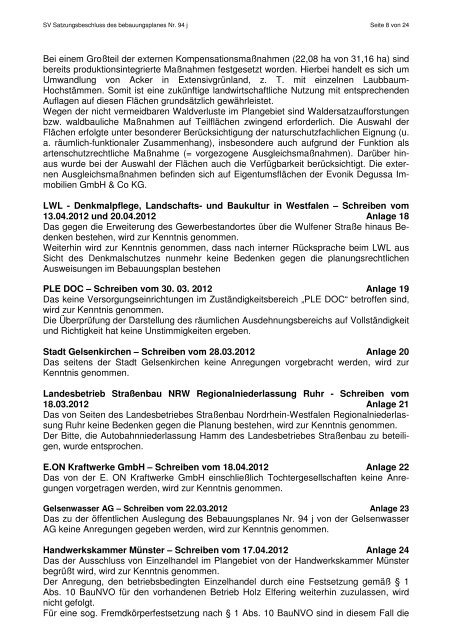Beschlussvorlage 2013/0226 zum Bebauungsplan Nr 94 j der ... - Marl