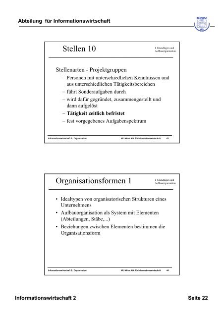 Grundlagen der Organisation - Institute for Information Business