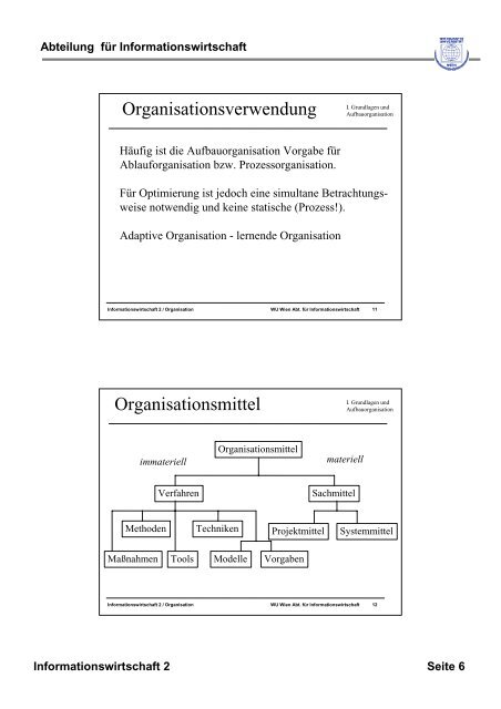 Grundlagen der Organisation - Institute for Information Business