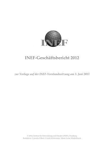 INEF-GeschÃ¤ftsbericht 2012 - an der UniversitÃ¤t Duisburg-Essen