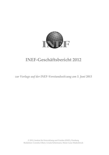 INEF-GeschÃ¤ftsbericht 2012 - an der UniversitÃ¤t Duisburg-Essen