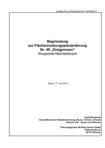 49. FlÃ¤chennutzungsplanÃ¤nderung ... - Stadt Wuppertal