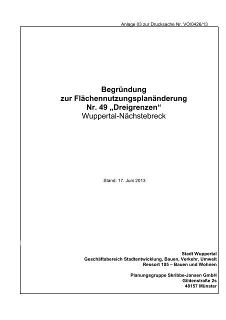 49. FlÃ¤chennutzungsplanÃ¤nderung ... - Stadt Wuppertal