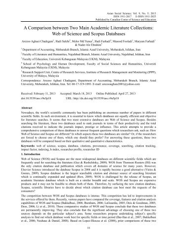 A Comparison between Two Main Academic Literature Collections: Web of Science and Scopus Databases