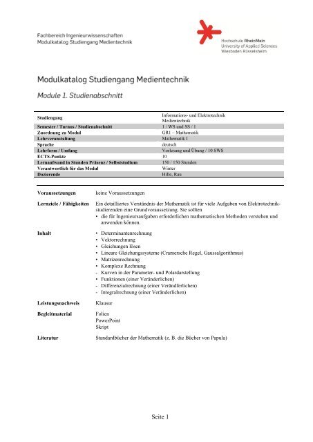 Seite 1 - Hochschule RheinMain