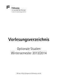 Wintersemester 2013/14 - Folkwang Universität der Künste