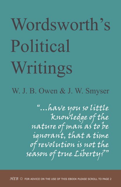 Wordsworth's Political Writings - Humanities-Ebooks