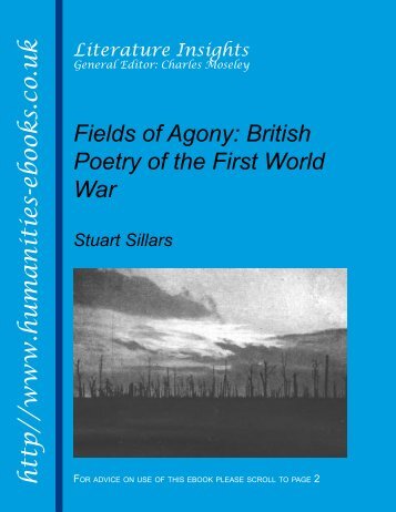 Fileds of Agony: British Poetry of the First World War ISBN 978-1 ...