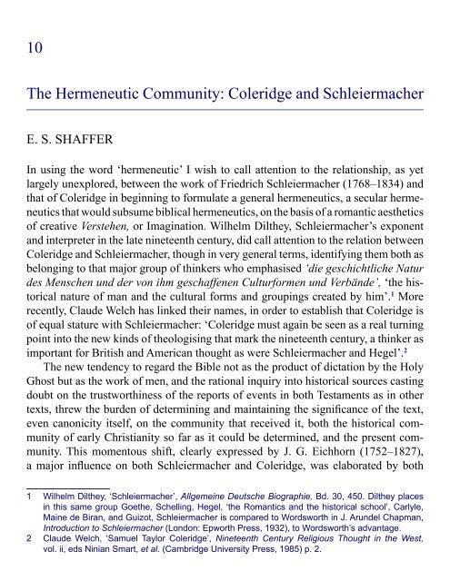 Coleridge and Schleiermacher - Humanities-Ebooks