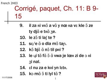 16 novembre 2007 (CritÃ¨res pour dÃ©finir les parties du discours)