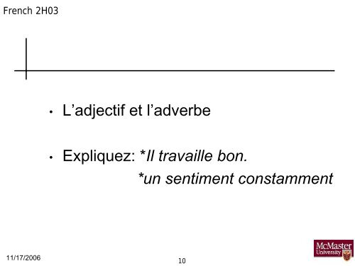 16 novembre 2007 (CritÃ¨res pour dÃ©finir les parties du discours)