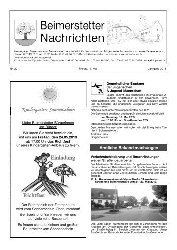 Mitteilungsblatt 20/2013 - Gemeinde Beimerstetten
