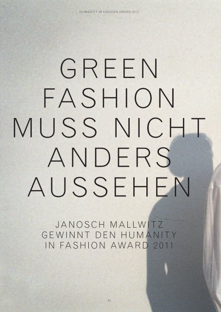 Magazin zum Award - Humanity in Fashion Award