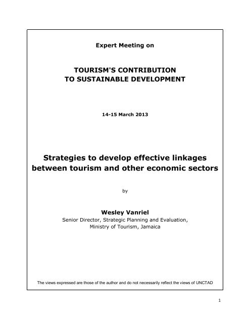 Strategies to develop effective linkages between tourism ... - unctad