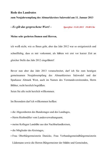 2013-01-11 Neujahrsempfang - Altmarkkreis Salzwedel