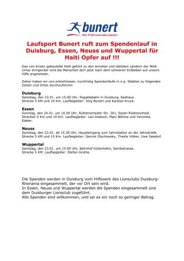 Am Samstag - Laufsport bunert