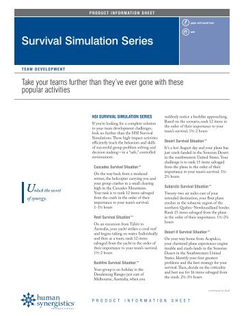 Survival Simulation Series - Human Synergistics