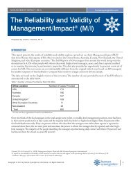 The Reliability and Validity of Management/Impact® (M/I) - Human ...