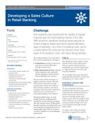 Developing a Sales Culture in Retail Banking - Human Synergistics