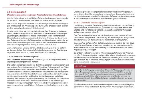 Mobile Pflege und Betreuung - Arbeitsinspektion