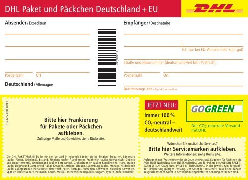 Absender Empfanger Paket Dhl