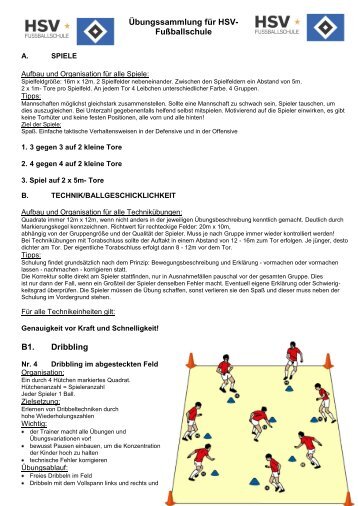 Übungssammlung für HSV- Fußballschule B1. Dribbling