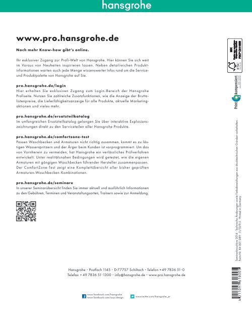 Seminarbroschüre 2014 - Hansgrohe